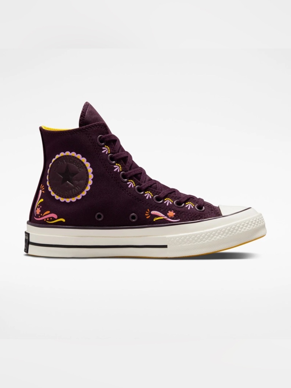 Converse Chuck 70 Platform Day of the Dead Black Cherry/Amarillo Sneakers 8.5 - Picture 2 of 16